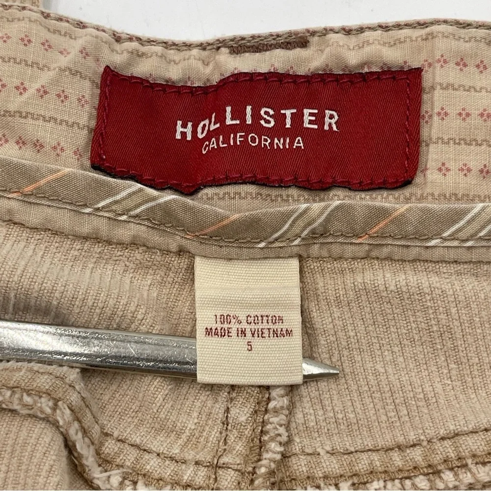 Vtg Y2K Hollister Tan Corduroy Flare Pants Junior 5 Stretch Retro Low Rise - Picture 8 of 15